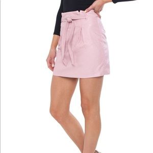 Free People Payton Faux Leather Pink Skirt